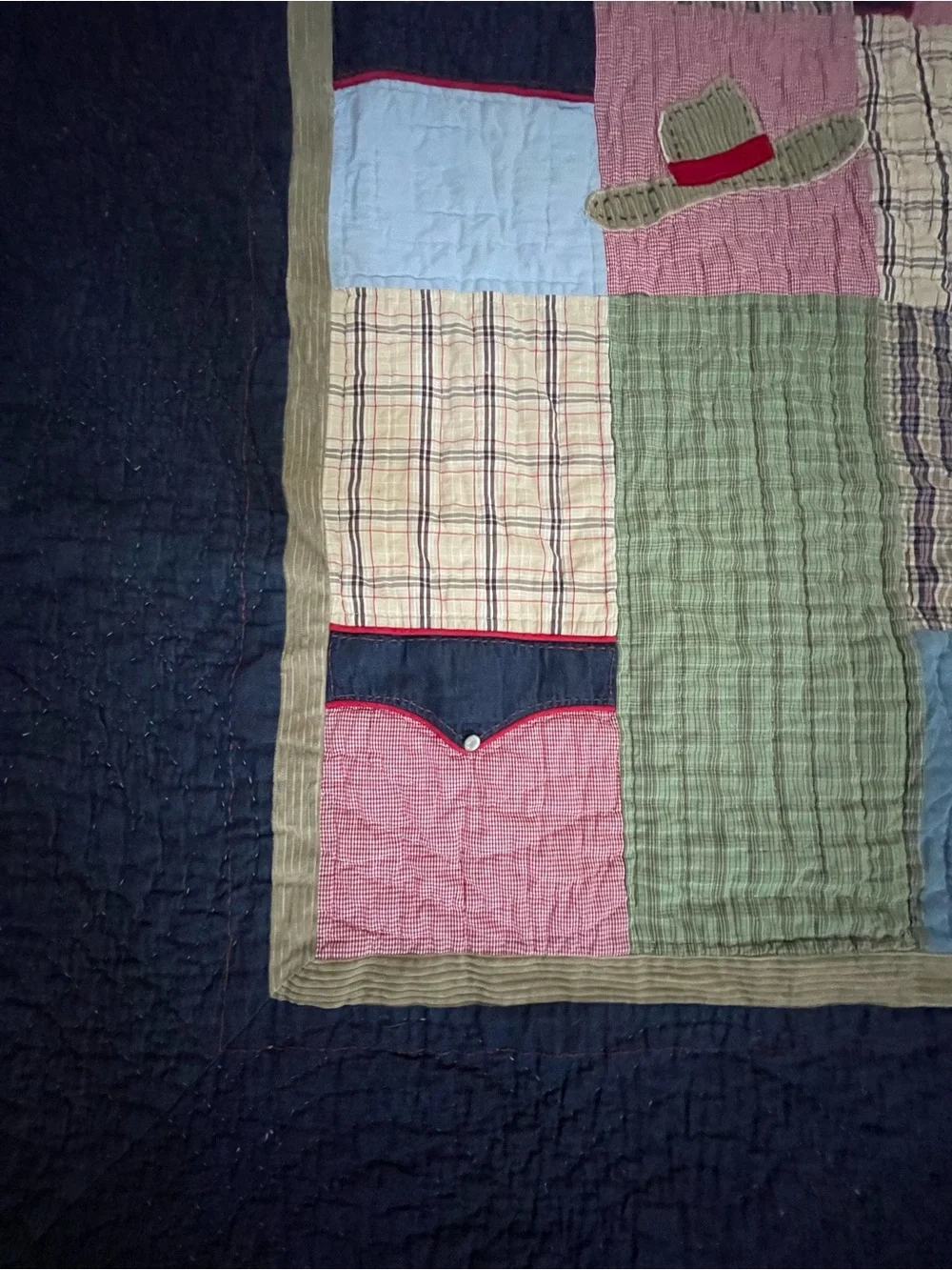 VTG Pottery Barn Kids Wild West Patchwork 100% Cotton Quilt & 2 Pillow Shams
